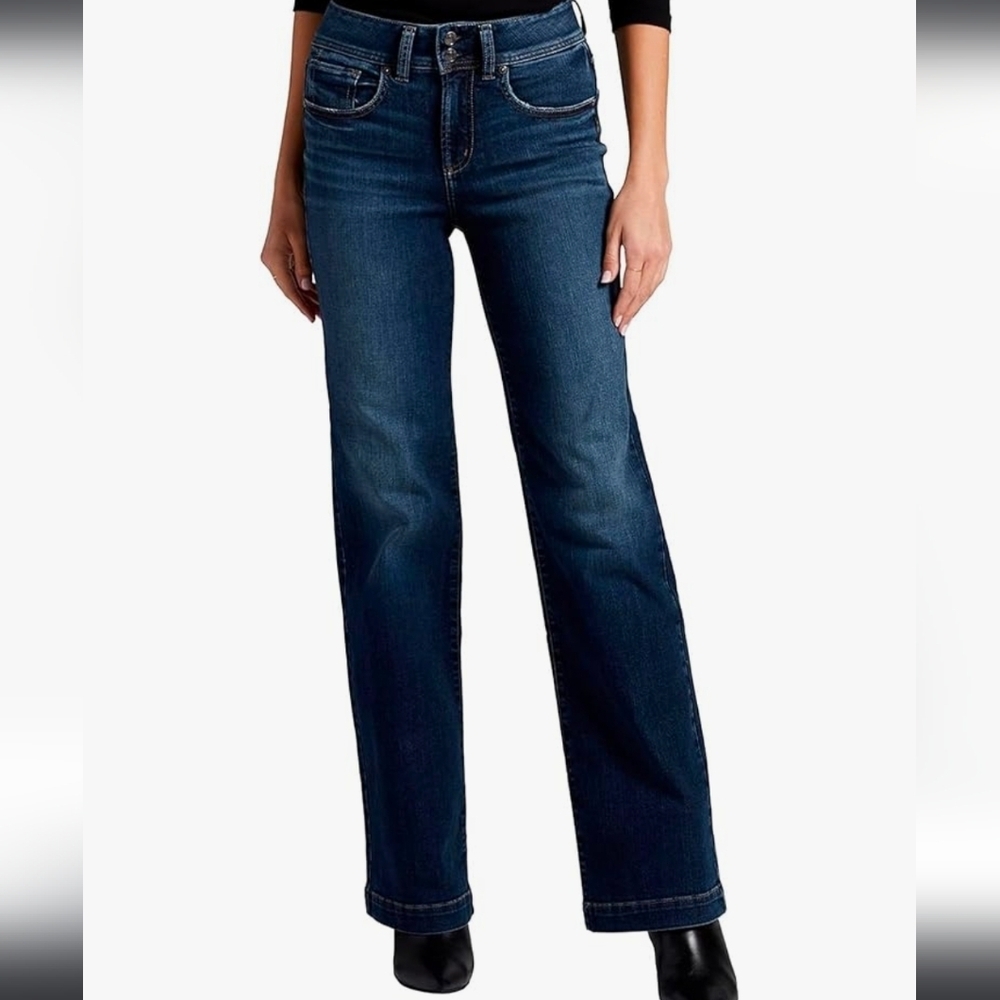 Silver Jeans High-Rise Wide Leg Jeans - Dark Indigo Blue